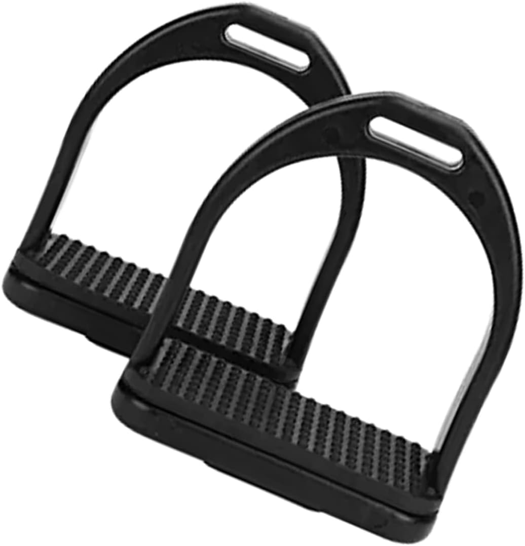 WOONEKY 2pcs Wear-Resistant Anti-Skid Stirrups for Riding Replaceable Saddle Accessories for Comfortable Trail and Equestrian Use Durable Black Large