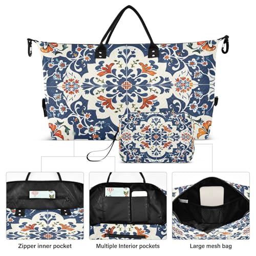 CEBUGI Floral Pattern Quilted Duffle Bag for Women Large Carry On Travel Weekend Bag Hospital Bags for Labor and Delivery2