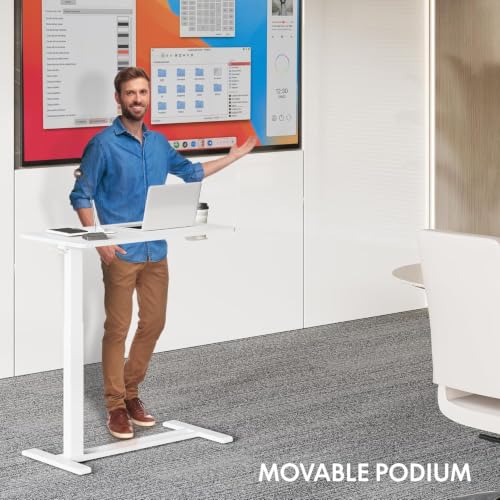 Image of FLEXISPOT Mobile Standing Desk with Wheels Pneumatic Laptop Desk Rolling Computer Cart Movable Height Adjustable Small Sit Stand Desk Computer Workstations Home Use(27.6 inch W x 15.7 inch D,White)