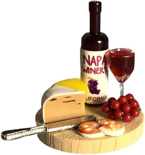 Melody Jane Dolls Houses Casa de muñecas Quesos & Wine Board Plato 1:12 Cocina Comedor Comida Accesorio