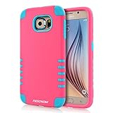 PASONOMI S6 case, 3-Piece 3 in 1 Combo Hybrid Defender High Impact Body Armor Hard Pc & Silicone Case Protective Cover for Samsung Galaxy S6 (Hot Pink)