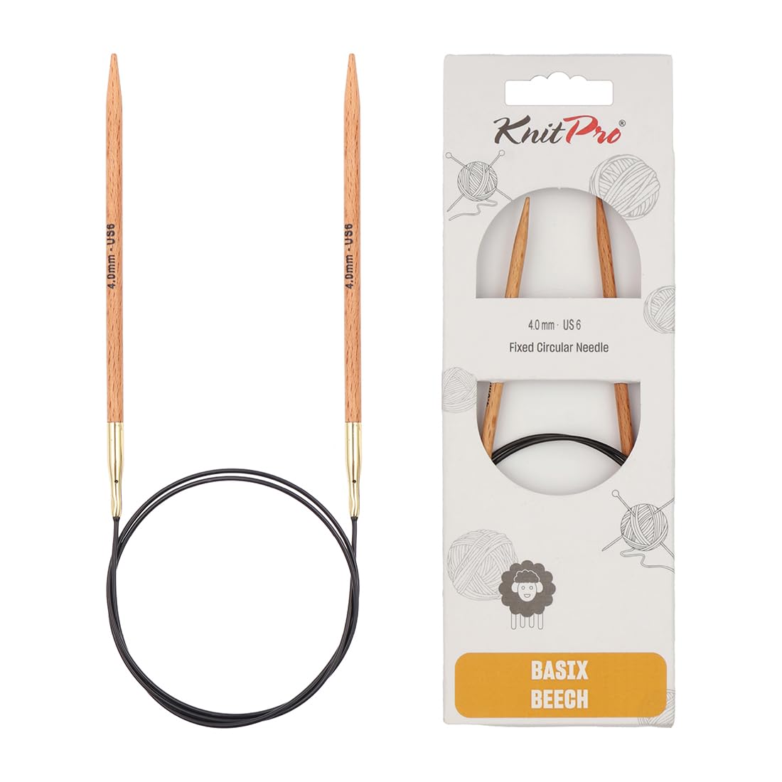 Knitpro - Aghi Circolari Fissi Basix, 150 Cm X 4 Mm, Colore: Betulla-image