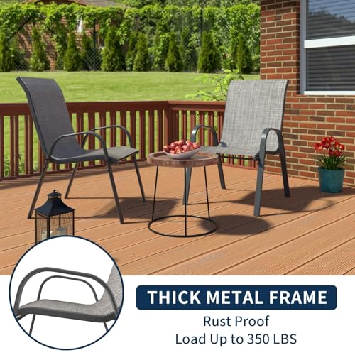 Image of Amopatio Patio Chairs Set of 2, Outdoor Stackable Dining Chairs for All Weathe, Breathable Garden Outdoor Furniture for Backyard Deckr(Light Grey)