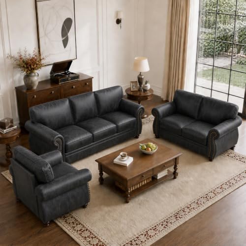 Image of Couchus 88 inch W Living Room Furniture Sets, 3-Seater&Loveseat&Single, Grey