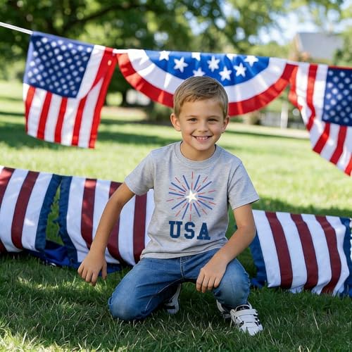 Image of Boys 4th of July Shirts-Toddler Girls Patriotic American Flag Tees Kids Memorial Day USA T-Shirts 2-7T