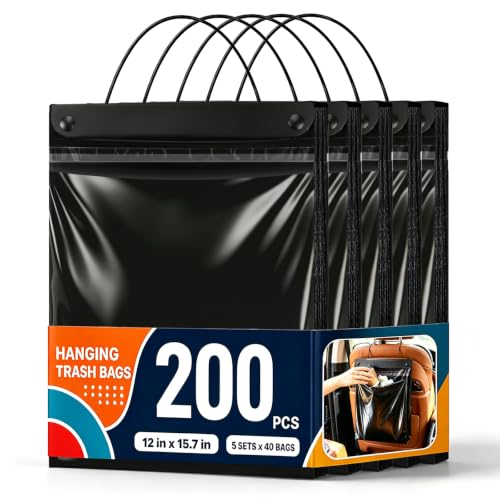 Image of 200 Pcs Hanging Car Trash Bags, Disposable Leak-proof Garbage Can for Car
