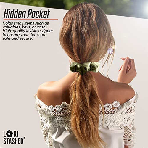 Lokistashed 3-Pack Velvet Hair Tie Scrunchies For Vsco Girls & Women, The Original Hidden Pocket Scrunchie With Zipper Pocket Storage, Accessories, Small Items, Keys, Money - Emerald Set #TOP4
