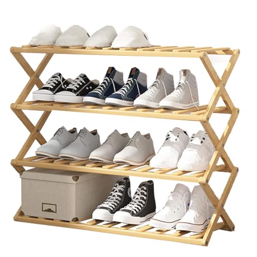 Étagère à chaussures pliable en bambou meuble portable à 4 ou 5 niveaux pour entrée moderne