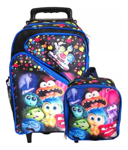 Mochila Escolar Divertidamente 3b G Rodinha + Lancheira Azul