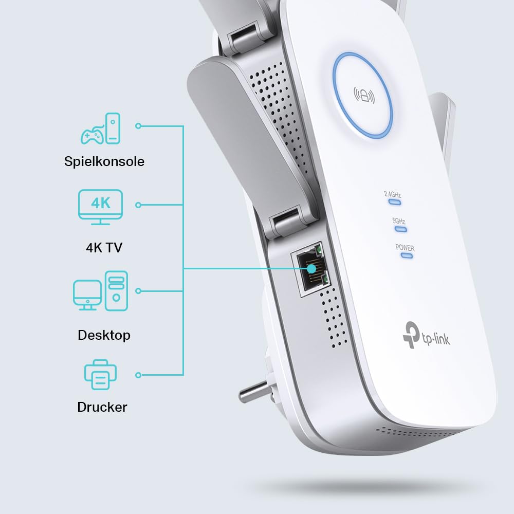 TP-Link RE655 WLAN Verstärker Repeater AC2600, Dual-Band AC + N, 1733 Mbit/s 5GHz + 800Mbit/s 2,4GHz, Gigabit-LAN-Port, 4*4-MU-MIMO, App Steuerung, maximale Abdeckung (Generalüberholt)