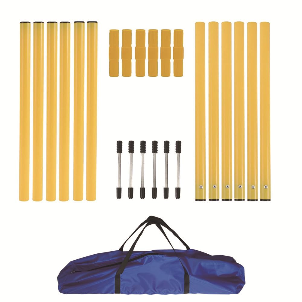 Dog Agility Equipment, Agility Poles, Dog Jumps, Outdoor Obstacle Course with 6 Weave Poles and Adjustable Jump Bar, Partial Gift Conversion Buckle (Blind Box) Yellow