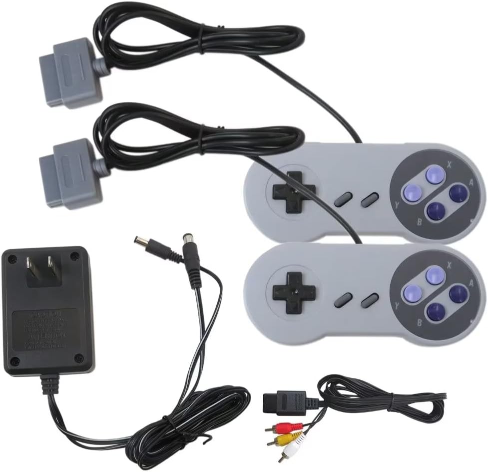Paquete de 2 joystick de mando retro para Super Nintendo SNES, control súper clásico, Joypad Gamestick para NESSuper NES, gris