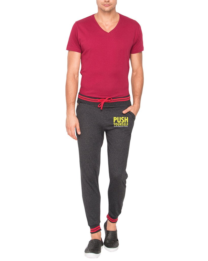 Campus Sutra Men Printed Track Pant Gray