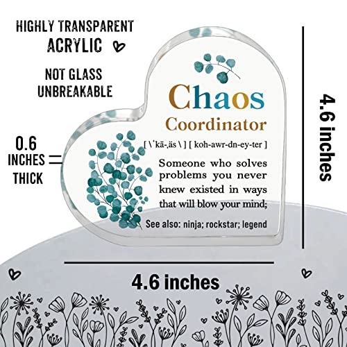 Thank You Gifts Appreciation Gifts For Coworker, Heart-Shaped Office Decorative Desk Sign Gifts For Teacher, Coworker, Boss, Mentor, Mom, Dad - Birthday Gifts For Chaos Coordinator #TOP1