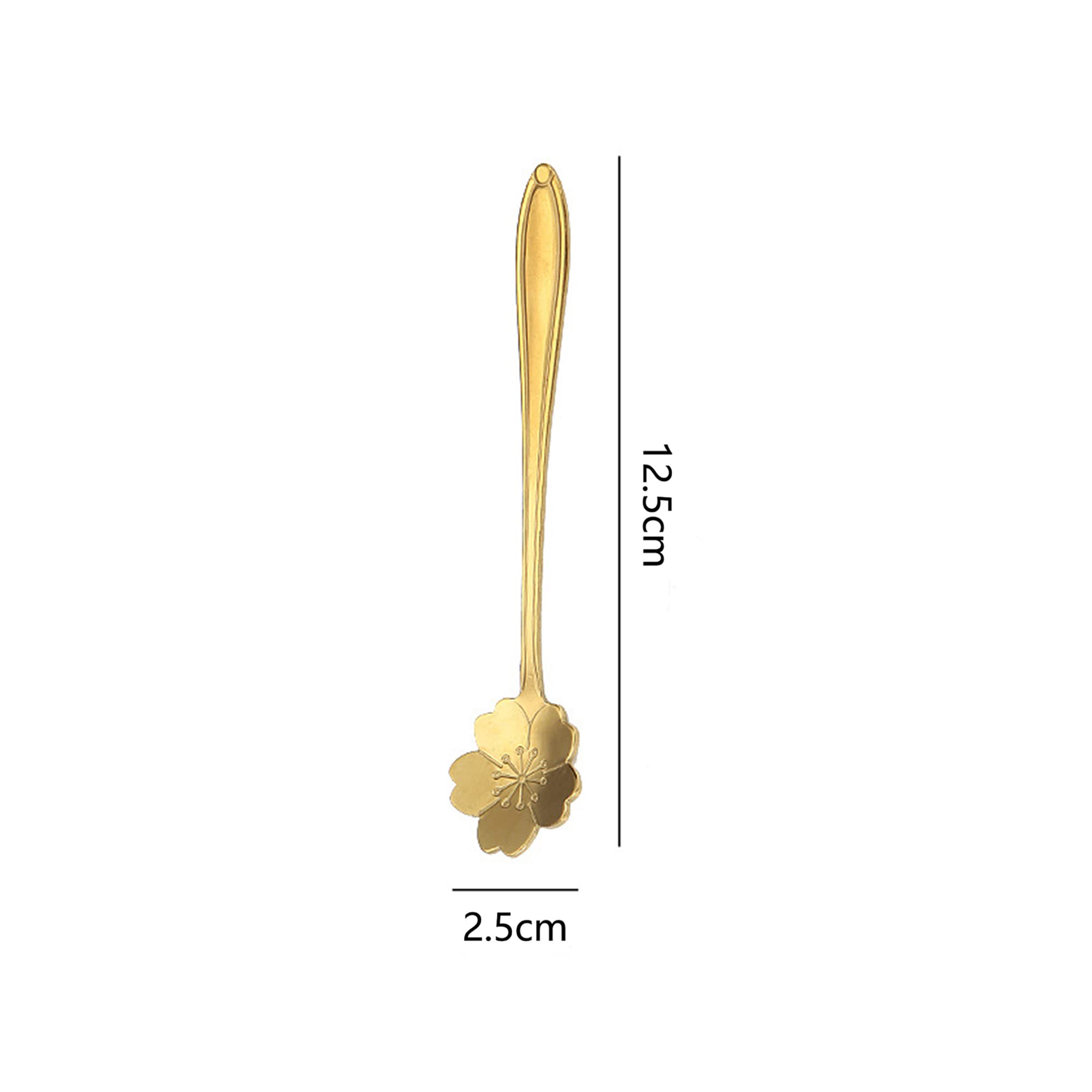 Soulnioi Coffee Spoon Blossom Dessert Spoon Stainless Steel Mini Tableware Teaspoons Ice Cream Spoon Set of 6, Gold - Image 2