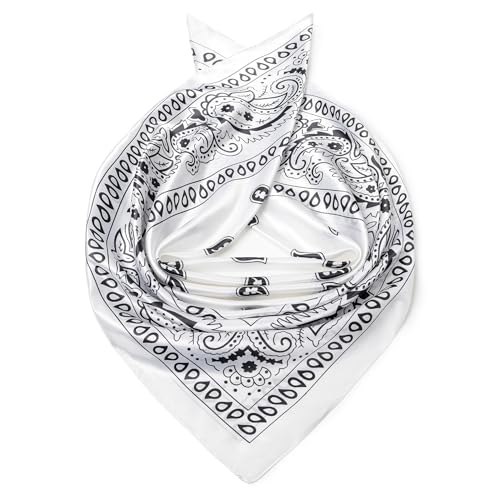 Image of 35 inch Men's Silk Cowboy Scarf - Oversized Western Bandana Neckwear, Large Square Scarf with Gift Packaging