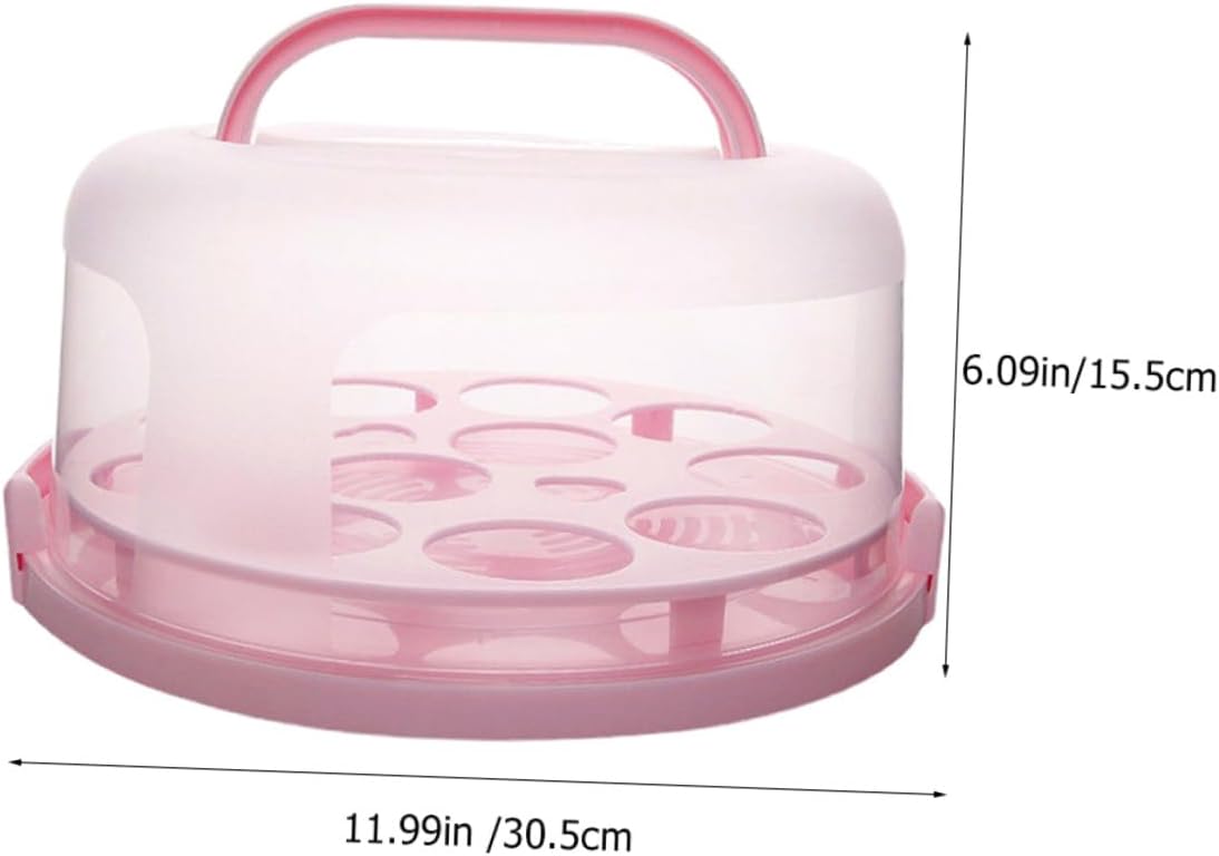BESPORTBLE Reusable Round Cake Carrier with Handle Portable Blush Cake Container with Lid Transparent Dome for Protection and Easy Transport for Baking Picnics and Parties