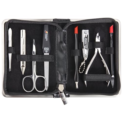 3 Swords Germany - Set para el cuidado de las uñas de viaje con estuche para manicura y pedicura - Calidad de marca by Tres Espadas