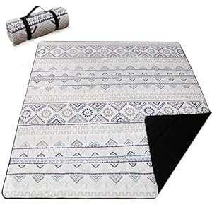 Picnic Blanket Extra Large(79″ x 82″), 3-Layer Thickening Camping Blanket, Machine Washable Outdoor Blanket, Wear-Resistant, Soft and Comfortable, Sandproof Beach Mat for Beach, Park, Lawn(Boho Gray)