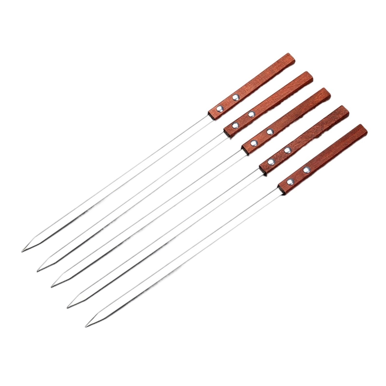 Sepkus Brochetas Kabob con Mango de Madera Antideslizante, barbacoas Planas y Anchas, brochetas de Acero Inoxidable para Asar, para Carne, camarones, Pollo y Verduras (50)