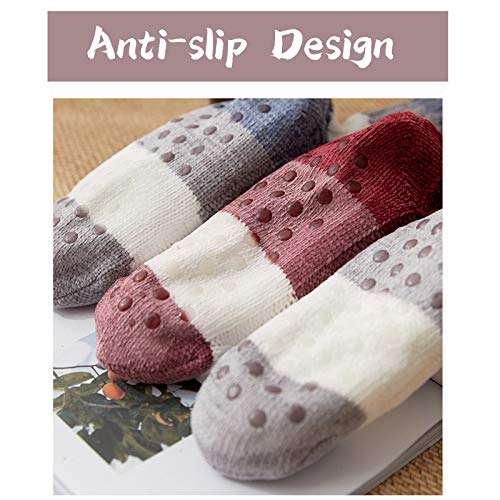 Meias Femininas, Andoer Meias Quentes Femininas Meias Antiderrapantes Listras Inverno Macio Fofinho