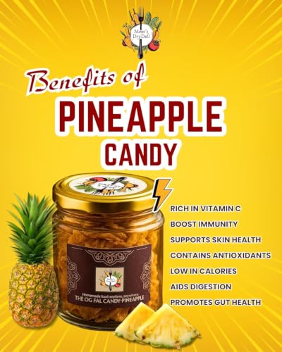 Image of Mom's DryDeli OG Fal Candy Pineapple 140g | Premium Dried Pineapple Candy | Sweet & Tangy Fruit Snack | Ready to Eat Tropical Fruit Candy | Healthy Snack | Glass Jar Pack, Pack of 2