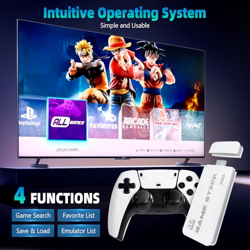 Retro Game Stick Pro, Wireless Retro Game Console with 4K HDMI, Built-in 23 Emulators, 20000+ Games, Plug and Play TV Video Game Console, 2.4GHz Dual Wireless Controllers, Game Emulator Console (64GB) - Image 6