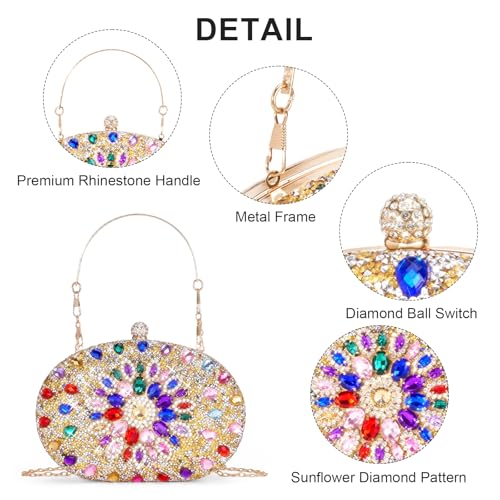 Image of RNIEGA Rhinestone Clutch Purses for Women Evening Wedding Formal Party Purses Crystal Diamond Glitter Sparkly Handbag