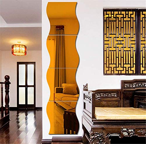 Pegatinas de pared de espejo ondulado 3D, 6 piezas de arte de espejo DIY decorativo para el hogar, hoja de pared de espejo de acrílico, azulejos de espejo de plástico para el hogar, sala de estar, do