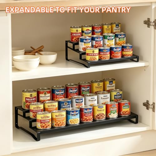 Expandable-Can-Organizer-for-Pantry-3-Tier-Adjustable-Metal-Can-Rack-Tiered-Pantry-Shelf-Adjustable-Width-Can-Dispenser-for-Deep-CabinetKitchen-Countertop-Canned-Goods-Storage-Holder