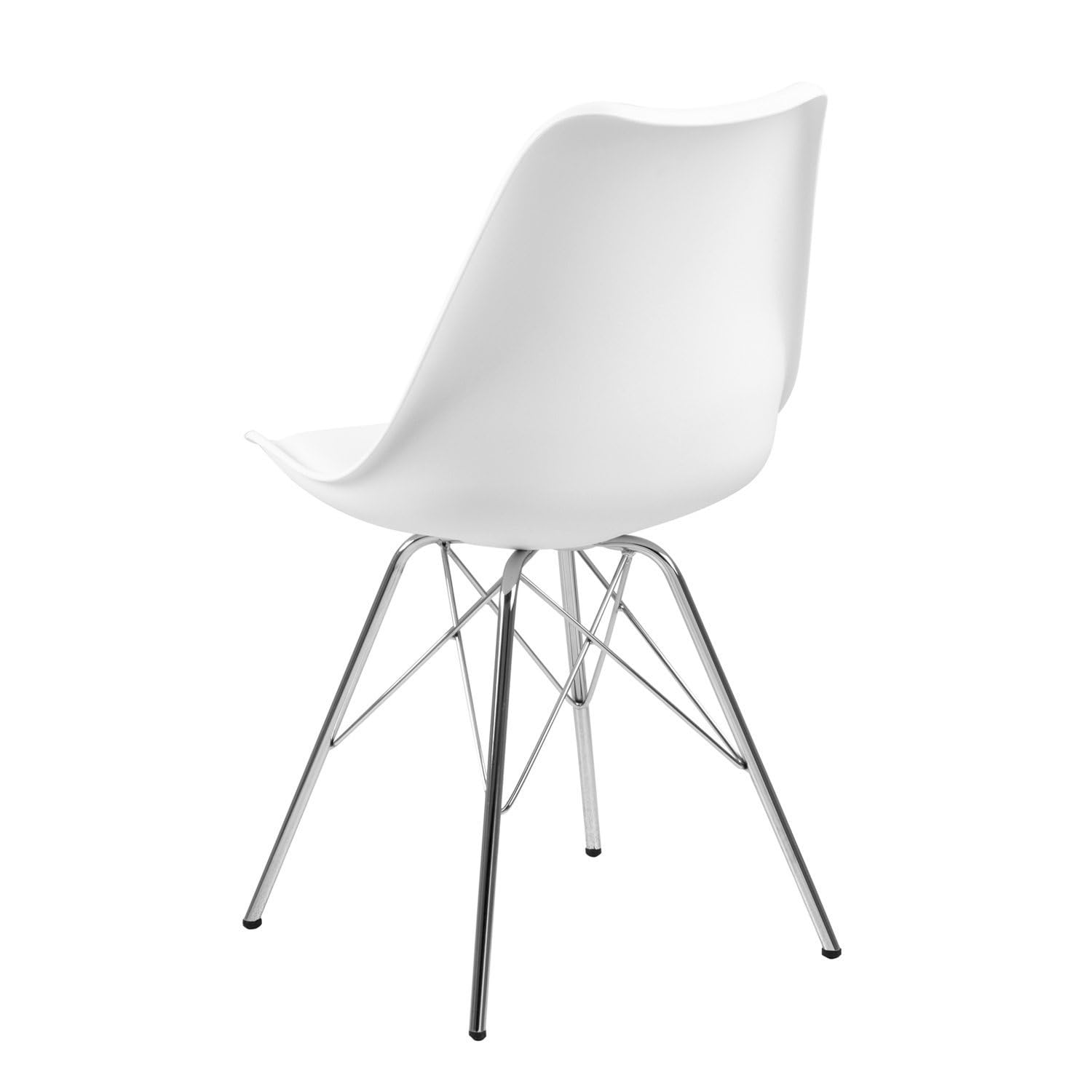 AC Design Furniture Sedia di design Emanuel, in plastica, dimensioni: 48,5 x 85,5 x 54 cm (larghezza x altezza x lunghezza), 4 pezzi, bianco e cromato, 80739