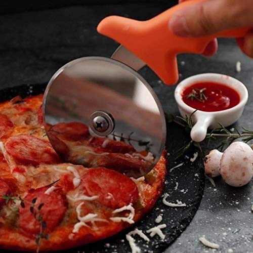Image of Hetarmi Kitchen Combo of Steel Blade Pizza Cutter with Silicone Spatula and Oil Brush Set (Pizza + Spechula +Oil Brush+Cheez Grater)-Multicolor..