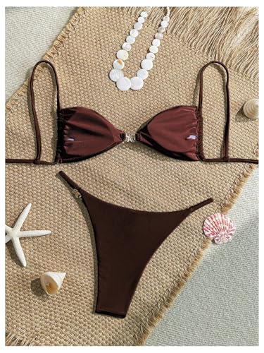 Women's 2 Piece Swimsuit Starfish Decor Padded Boho Bathing Suit Spaghetti Strap Bikini Set2