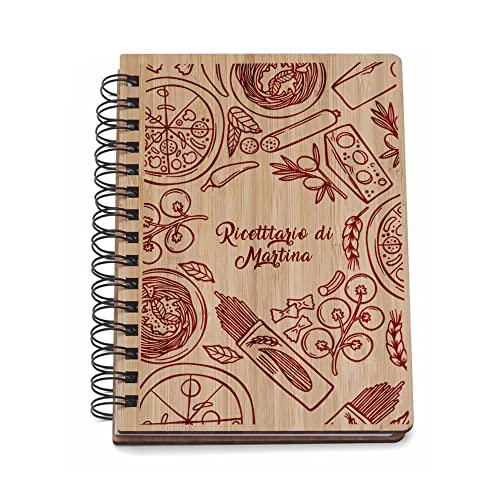 Ricettario da Scrivere in Bianco Quaderno per Ricette Le Mie Ricette Personalizzabile con Nome Copertina in Bamboo Libro di Cucina per Annotare Ricette Pietanze Dolci Idea Regalo Festa della Mamma 2