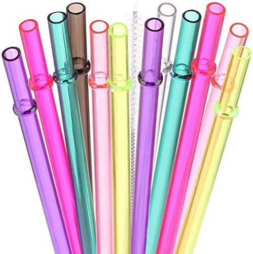 Dakoufish Lot de 12 pailles réutilisables en plastique transparent de 33 cm de long pour bocaux Mason de 1,13 cl, 85 cl et 680 ml avec brosse de nettoyage