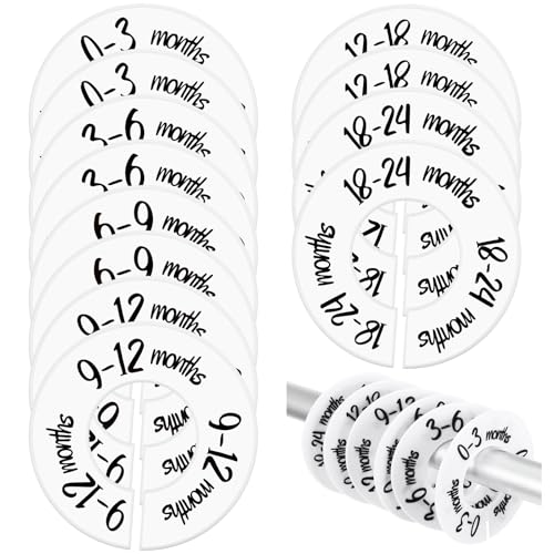 Gjinxi Baby Closet Dividers, Set of 6 Baby Closet Size Dividers, Baby Hanger Dividers By Age from Newborn to Toddler, Organize Nursery Hangers for Clothes