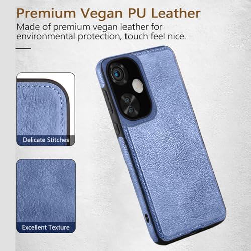 Image of KARWAN️ Genuine Leather Finish Oneplus Nord CE3 Lite Back Cover Case |Shockproof Design|Raised Edges for Camera & Screen Protection |Super Soft-Touch|Leather Case for Oneplus Nord CE3 Lite-Blue