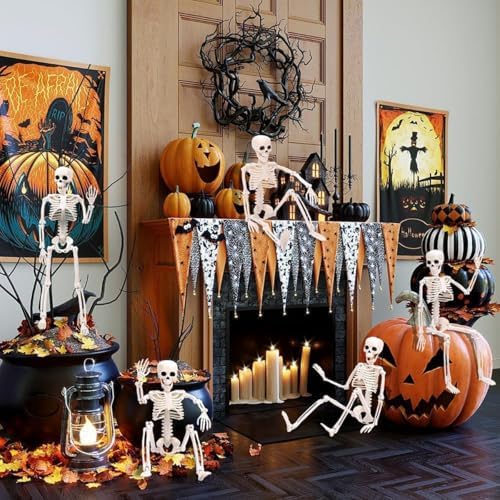 51+hzrGcFZL._AC_ Halloween Skeleton Life Size, Human Bones with Movable Full Body Skeleton, Body Accessories for the Best Outdoor Indoor Halloween Decoration, Garden, Front Door (40 cm)