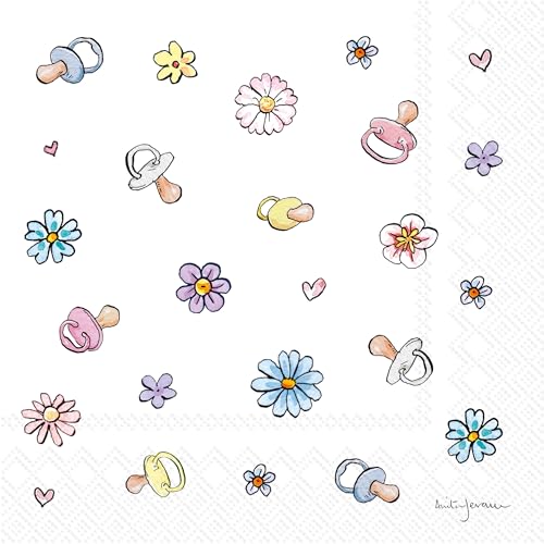 IHR Ideal Home Range Cocktail Napkins Disposable 3-Ply Paper Party Napkin Pack, 5" x 5", Baby Shower, 20-Count