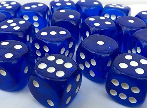 50 x LARGE 19MM BLUE DICE/CRAPS