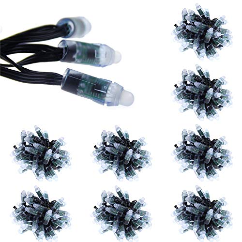 Alarmpore (TM 500-Pack 500pcs Black Wire WS2811 LED Pixel Digital Full Color Character String Led Light Individual Addressable 12mm Round RGB Light P68 Waterproof 12V (12V Round)