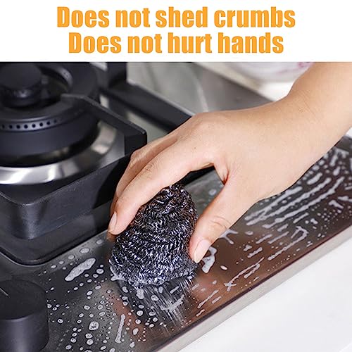 Image of 20 Pack Steel Wool Scrubbers, 2.36 Inch Stainless Steel Cleaning Pads, Heavy Duty Scouring Pads for Pots and Pans, Non-Scratch Kitchen Scrubber for Dishes, Grills, and Cookware