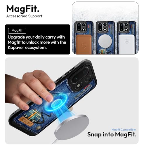Image of KAPAVER Mag-X Sandstone Back Cover Case Compatible with MagSafe, Magnetic Case for OnePlus 15 (Denim Adventure)