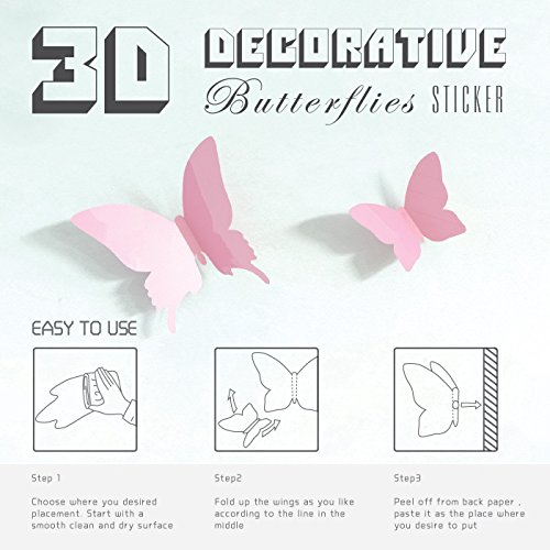 Butterfly Wall Decals, 24 Pcs 3D Butterfly Removable Mural Stickers Wall Stickers Decal Wall Decor for Home and Room Decoration - Purple (Blue-24pcs)