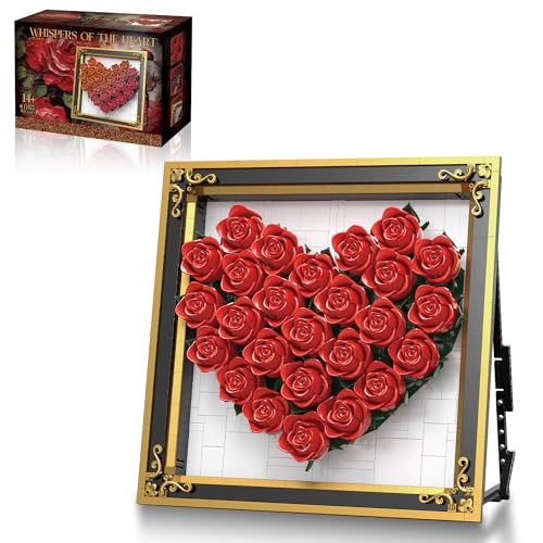ZONECYTD Red Rose Building Set Compatible with Lego Flowers Bouquet Botanical Collection Wall & Table Art Decor for Lover Adults Girls -1871PCS by ZONECYTD - Used condition - US$9.97