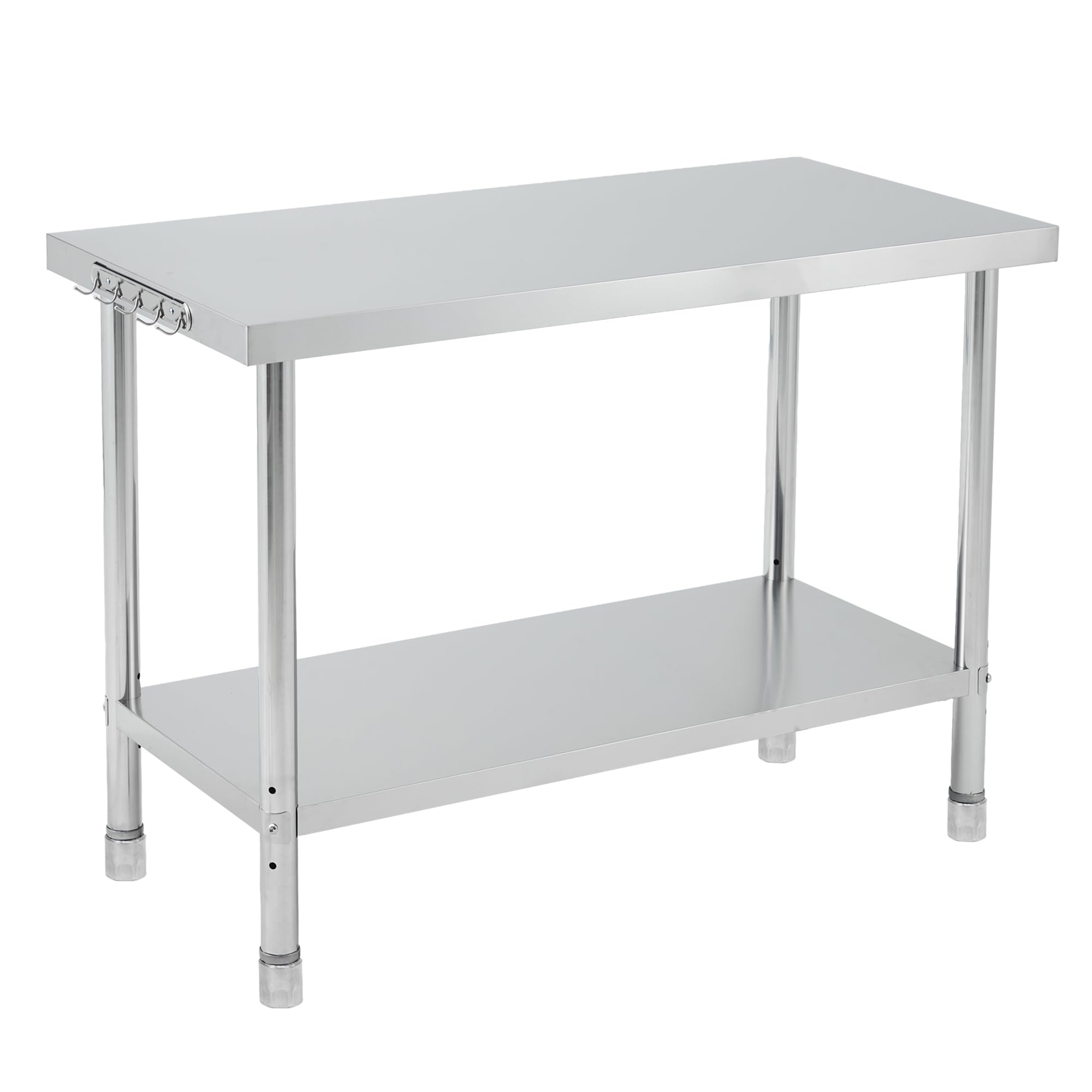 Mesa de preparación Comercial de Acero Inoxidable de Alta Resistencia de 48 x 24 x 35 Pulgadas – Protector contra Salpicaduras – Gancho para ollas – Patas Ajustables – Cocina de Restaurante,