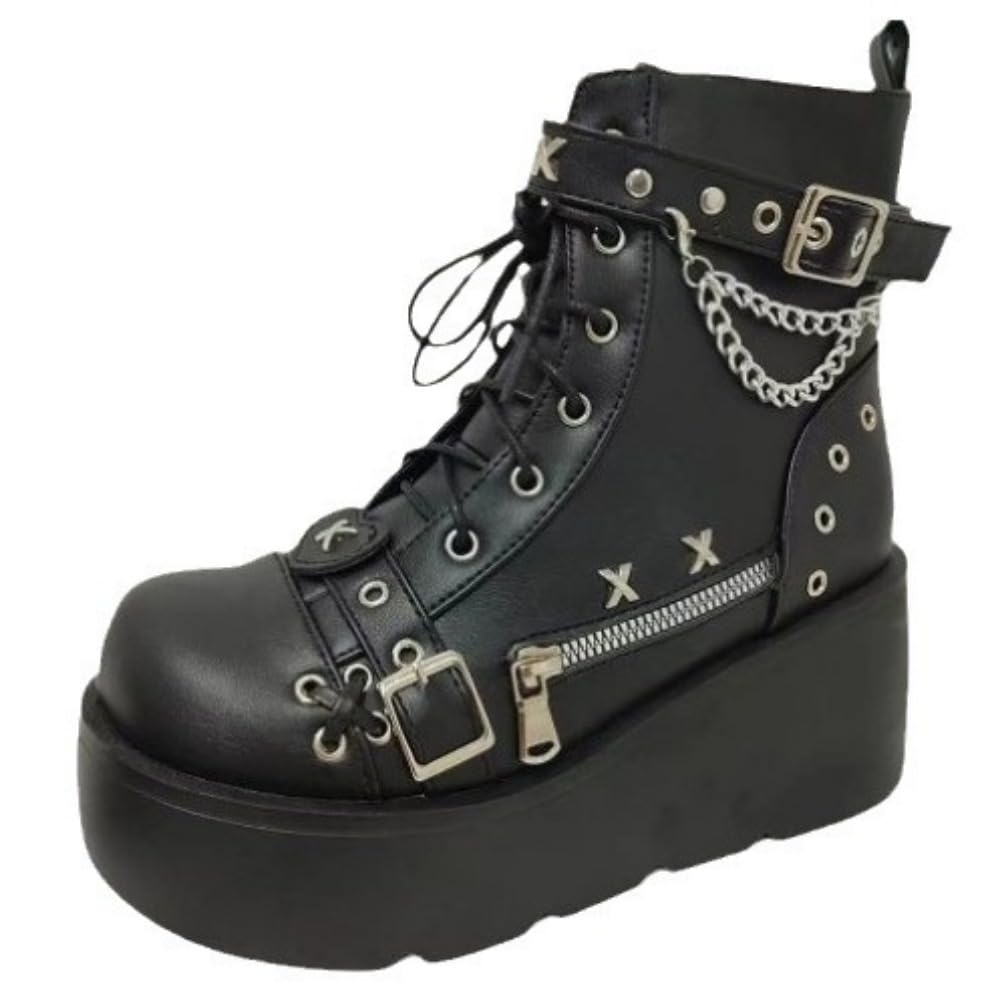 Rave Boots Emo Shoes Y2K Grunge Retro Chunky Church for Women Preppy Teen Girls - Trendy Non Slip