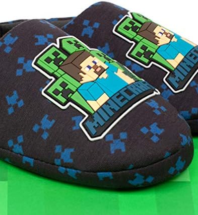 Minecraft Surrounded Boy's Slippers, Blue, (2 UK Kids) | Image 5