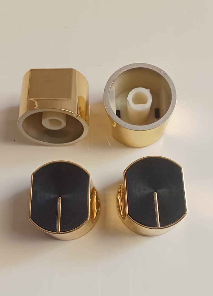 Image of Universal fit Knob for Gas Stove Replacement Parts | Long Lasting, Smooth Operation, Premium PVC On-Off Push Type 8 MM Spindle Black Knob for All Sleek Slim Modal Gas Stove (GOLD, PACK OF-4)