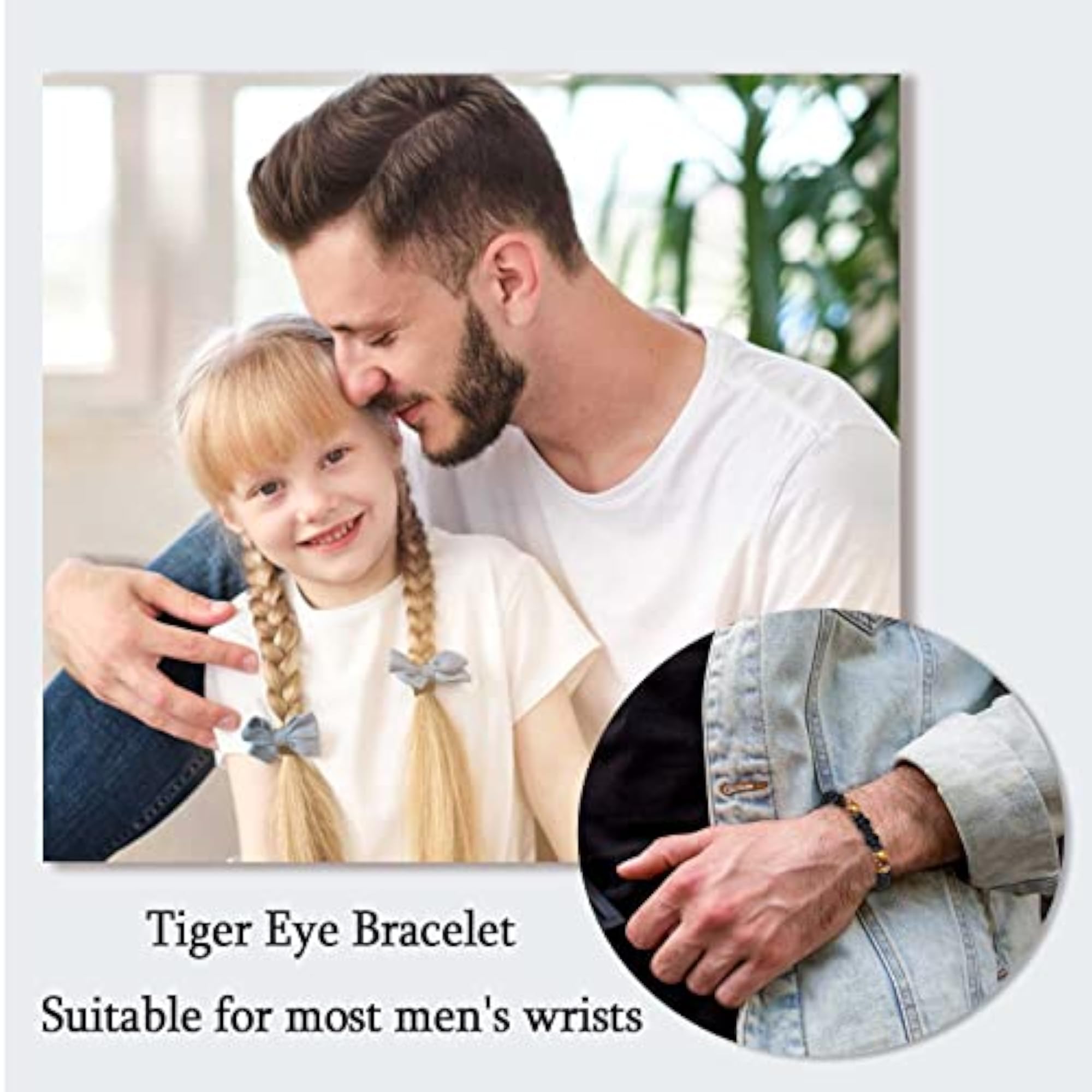Men's Adjustable Tiger Eye Bracelet, Gift for Him